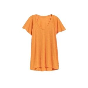 Old Navy Women's MT Raglan Sleeve Oversized V-Neck Linen-Blend T-Shirt Orange